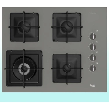 Beko BOCD K 6510 EWG Gazlı Ankastre Ocak 4 Gözlü Gri Cam Yüzey Modern