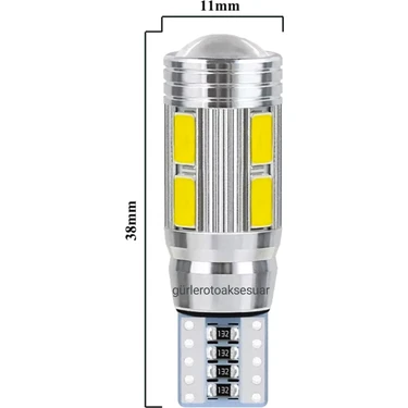 Gürler Oto Kılıf ve Aksesuar Park Ledi T10 LED Ampül 12V Mercekli 10 Ledli Park Plaka Tavan Iç