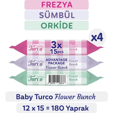 Baby Turco Flower Bunch Cep Mendili 12X15 (180