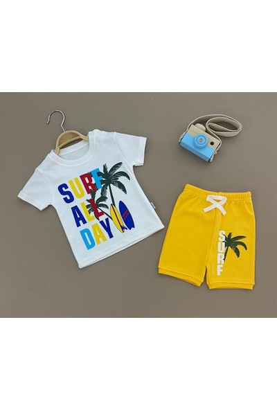 Lupita Erkek Çocuk Sörflü Sarı Şortlu Takım