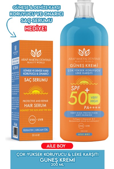 Arap Makyaj Dünyası 50 Spf Güneş Kremi 200ML