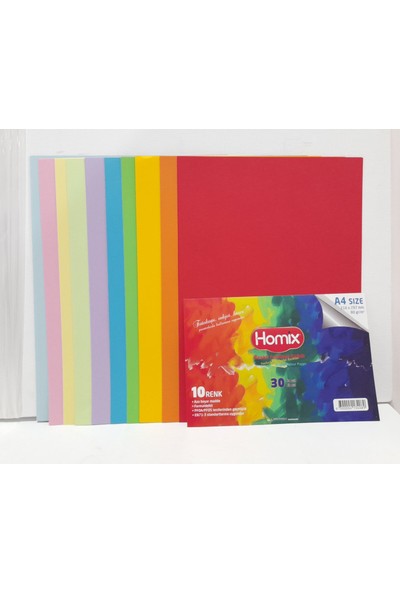 Homix HKA-4033 Renkli Fotokopi Kağıdı 30 Lu