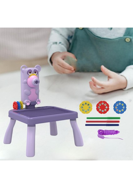 Çocuk Projeksiyon Çizim Kurulu Doodle Kroki Pad Playset Çocuklar Için Bebek Mor