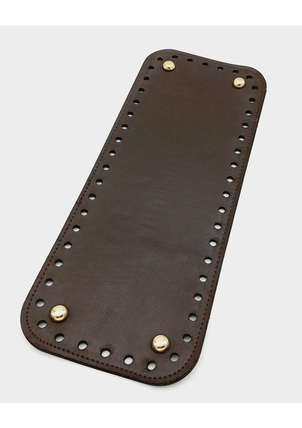 Suni Deri Kahverengi 30X12 cm Dikdörtgen Çanta Tabanı (Light Gold Aparatlı)