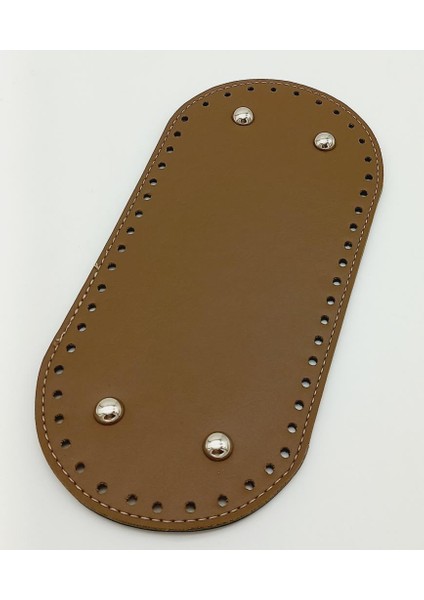 Suni Deri Vizon Renk 25X12 cm Oval Çanta Tabanı (Gümüş Aparatlı)