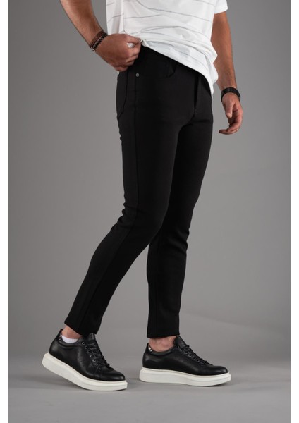 Slimfit 5 Cep Dar Paça Astarsız Mevsimlik Kumaş Pamuklu Erkek Spor Pantolon