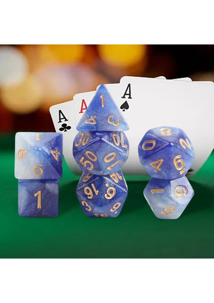 7x Akrilik Polyhedral Zar Parti Oyunu Zar Oyunu Aile Toplama Bar Star Koyu Mavi indirimleri