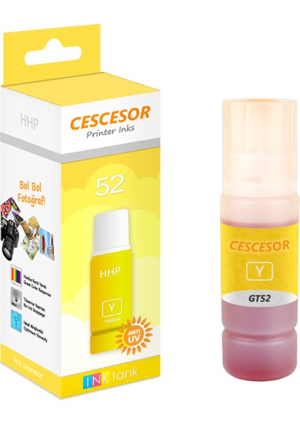Hp GT52 Sarı Muadil Mürekkep - 70 ml - Cescesor