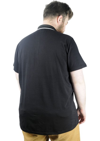 Büyük Beden T Shirt Polo Likralı Süprem Nakış 21554 Siyah