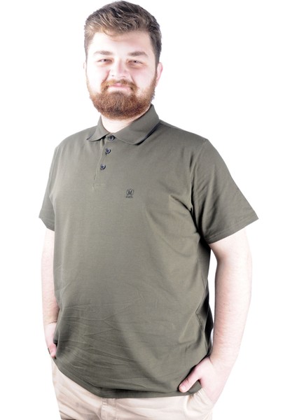 Büyük Beden T Shirt Polo Likralı Süprem Nakış 21554 Haki