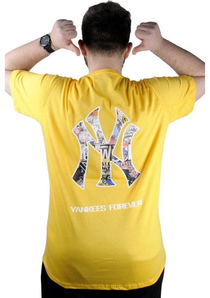 Erkek T Shirt Bis Yaka Yankees 22108 Hardal