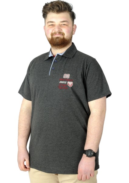 Büyük Beden T-Shirt Polo 08 Meeting 22329 Antrasit
