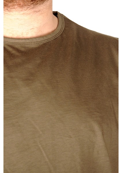 Battal Beden Erkek Kolsuz Tshirt Düz 20003 Haki modelleri