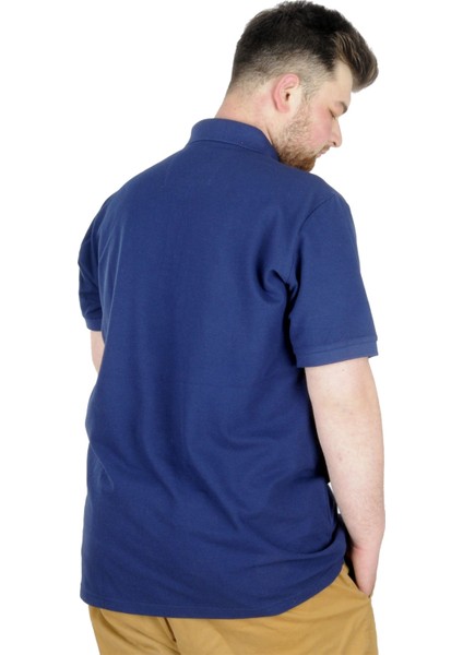 Büyük Beden T-Shirt Polo Design Mx 22346 Indigo