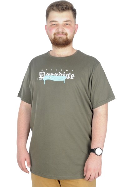 Büyük Beden T-Shirt Bis Yaka Paradise 22199 Haki
