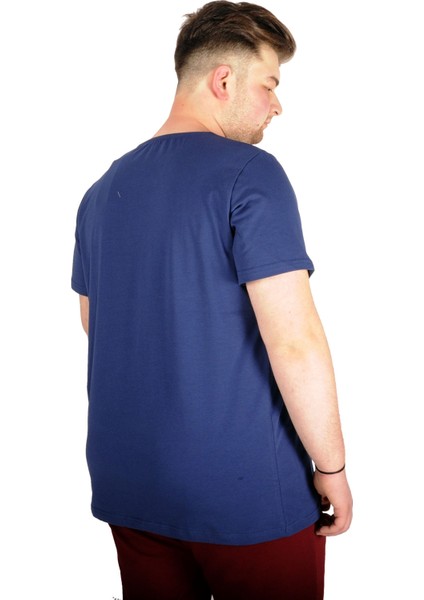 Büyük Beden T-Shirt V Yaka Likralı 20150 Indigo fiyatları
