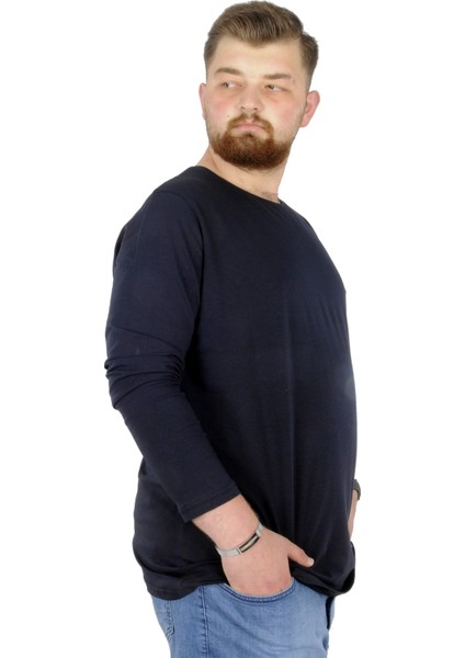 Büyük Beden Erkek Tshirt Likralı Bisiklet Yaka 20102 Lacivert fiyatları