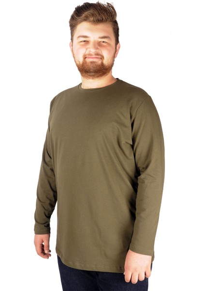 Büyük Beden Erkek Tshirt Likralı Bisiklet Yaka 20102 Haki modelleri