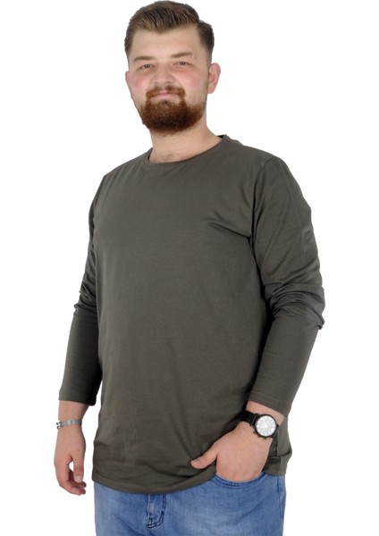 Büyük Beden Erkek Tshirt Likralı Bisiklet Yaka 20102 Haki indirimleri