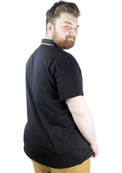 Büyük Beden T Shirt Polo Likralı Süprem Cepli 21558 Siyah modelleri