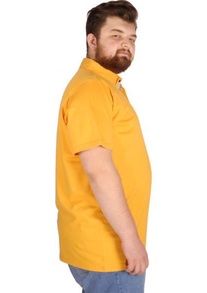 Büyük Beden T-Shirt Polo Cepli Lycra Pike Md 20554 Hardal modelleri
