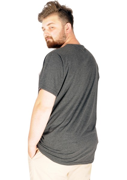 Büyük Beden Tshirt V Yaka 20032 Antrasit