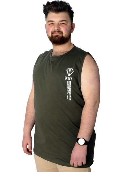 Büyük Beden T-Shirt Kolsuz Choose Mode 22160 Haki