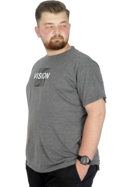 Büyük Beden T-Shirt Bis Yaka Vision 22186 Antramelanj