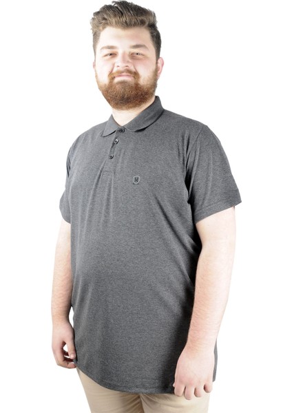 Büyük Beden T Shirt Polo Likralı Süprem Nakış 21554 Antrasit modelleri