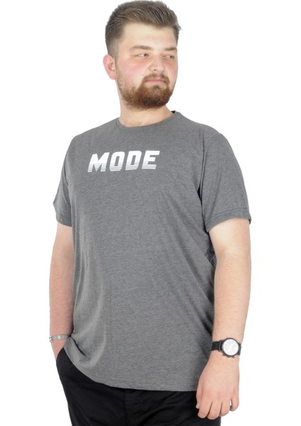 Büyük Beden T-Shirt Bis Yaka Mode 22196 Antramelanj