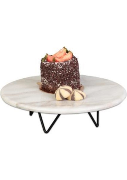 Yuvarlak Mermer Sunumluk 30 cm Siyah Tel Ayaklı - Nİ21MRM004-SYH