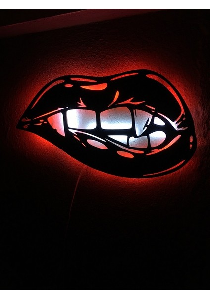 Dudak LED Işıklı Tablo Ahşap 60X33CM