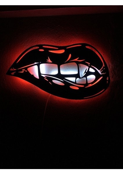 Dudak LED Işıklı Tablo Ahşap 60X33CM