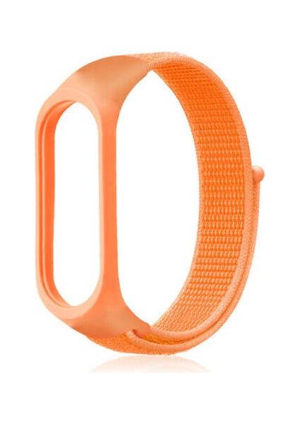 Xiaomi Mi Band 4 Uyumlu Kordon Kumaş Örgü Spor Kayış Hasır Renkli Kordon Turuncu