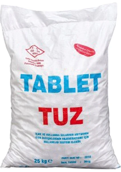 Tablet Tuz 25 Kg 1 Çuval Mekanik Yumuşatma Tuzu- Tablet Tuz