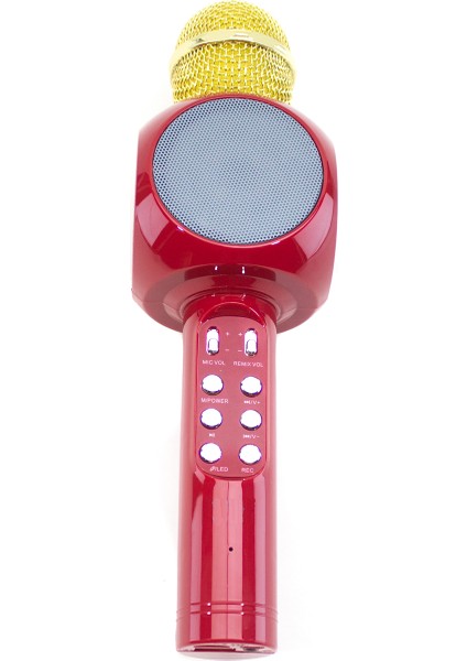 Karaoke Mikrofon Bluetooth'lu Işıklı Şarjlı Süper Karaoke Red