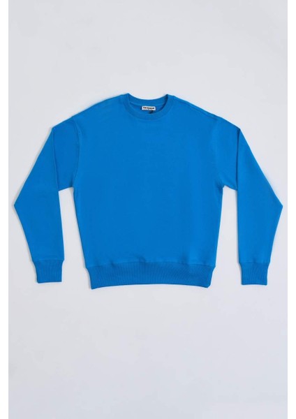 Uzun Kollu Yuvarlak Yaka Erkek Sweatshirt - Mavi Mavi - Xl fiyatları