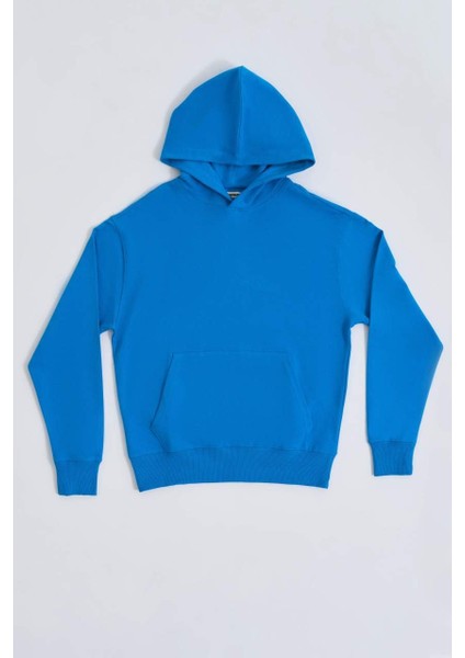 Kapüşonlu Uzun Kollu Erkek Sweatshirt - Mavi Mavi - Xxl fiyatları