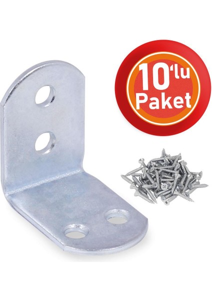 Mobilya Dolap Köşe Bağlantısı L Demir Gönye Sabitleme 23X30X30 mm (10 Adet)