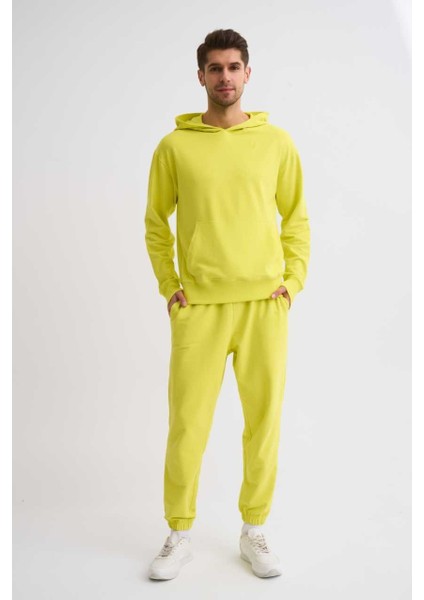 Kapüşonlu Uzun Kollu Erkek Sweatshirt - Sarı Sarı - Xl