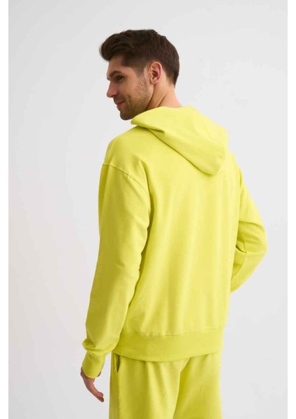 Kapüşonlu Uzun Kollu Erkek Sweatshirt - Sarı Sarı - S indirimleri