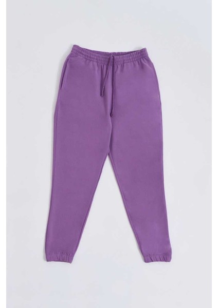 Cepli Regular Fit Bağcıklı Kadın Eşofman Altı - Mor Mor - Xl