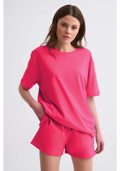 Cepli Regular Fit Bağcıklı Kadın Şort - Pembe Pembe - Xs