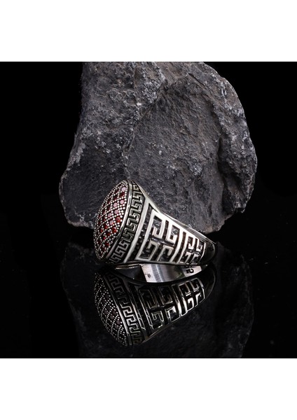 Mikro Taşlı 925 Ayar Gümüş Erkek Yüzük indirimleri