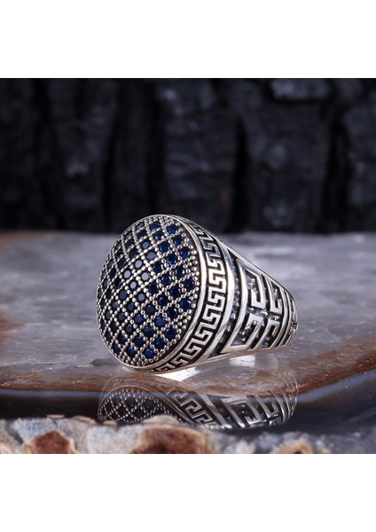 Mikro Taşlı 925 Ayar Gümüş Erkek Yüzük