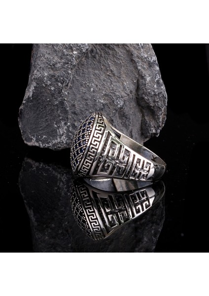 Mikro Taşlı 925 Ayar Gümüş Erkek Yüzük modelleri