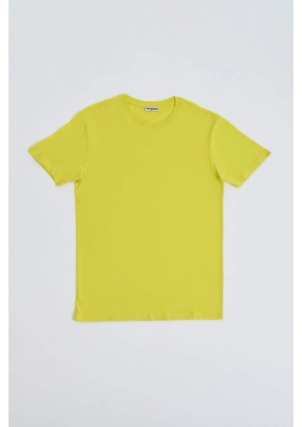 %100 Pamuk Kısa Kollu Erkek Tişört - Sarı Sarı - Xl fiyatları