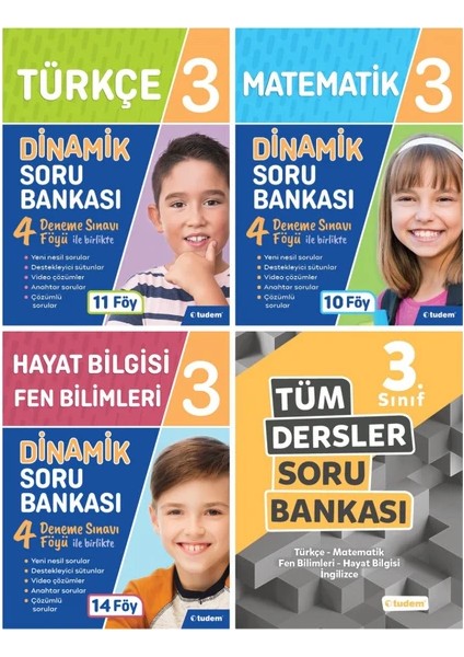 Tudem Yayınları 3. Sınıf 4' Lü Set (Dinamik Serisi + Tüm Dersler Soru Bankası)