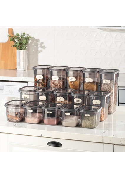 Etiketli 15'li Set Peggy Şeffaf Kapaklı Uzun Dikdörtgen Saklama Kabı 5x(1,3 Litre, 2 Litre, 3,2 Litre)