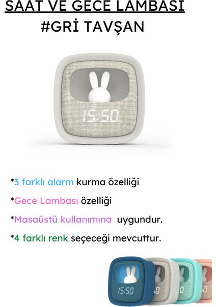 Gri Tavşan Masaüstü Saati ve Aydınlatma fiyatları